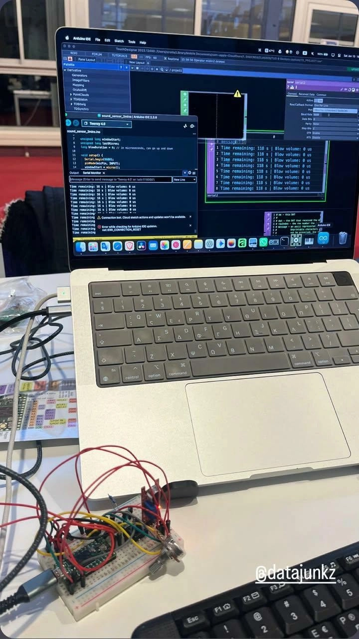 ARDUINO + BREATH SENSOR + TOUCHDESIGNER (A project made with the fellow artist Efstratios Chatziefstratious)